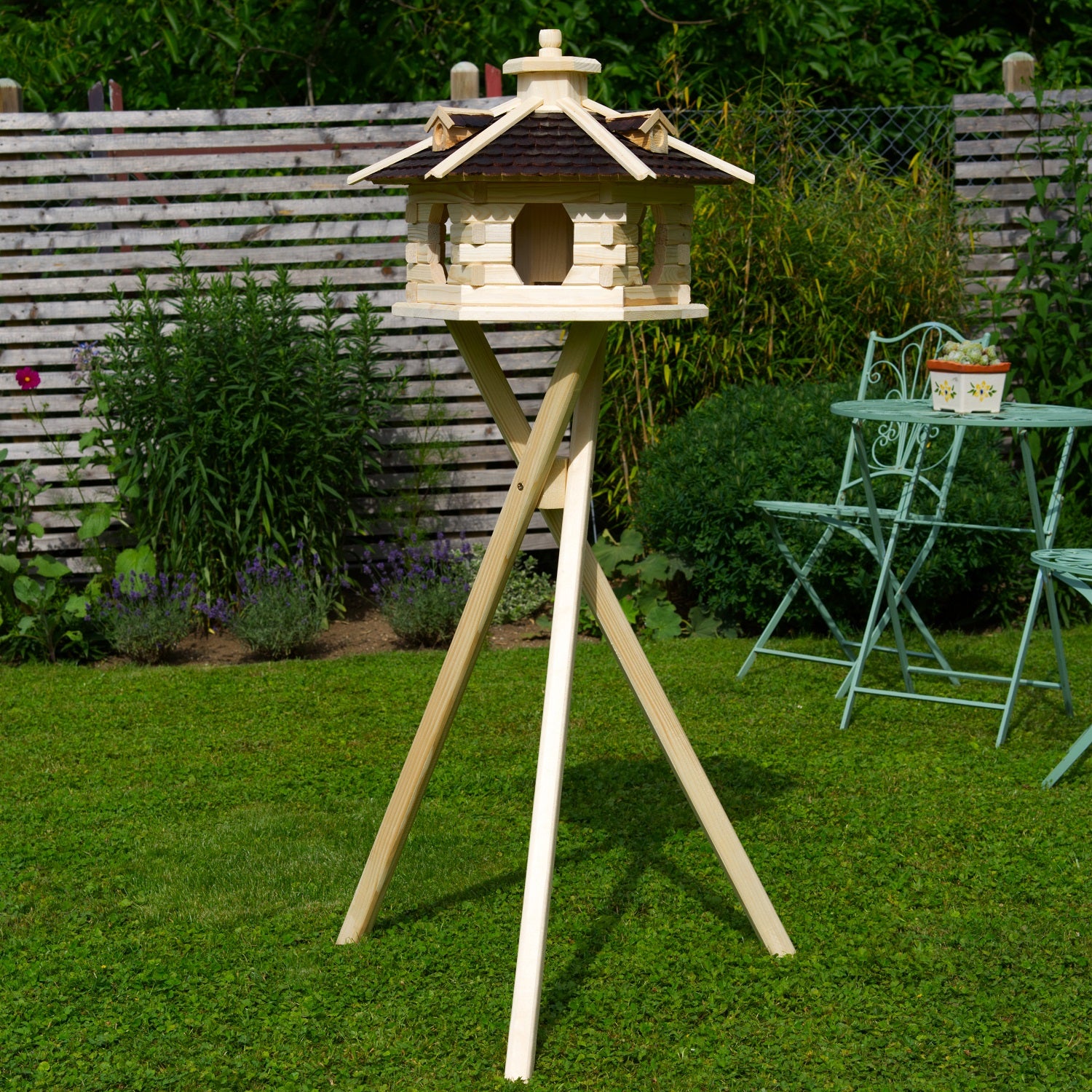 XXL Vogelhaus Vogelhäusschen Futterhaus, verschiedene Farben, Holzschindeldach natur V16 - Ansicht 5