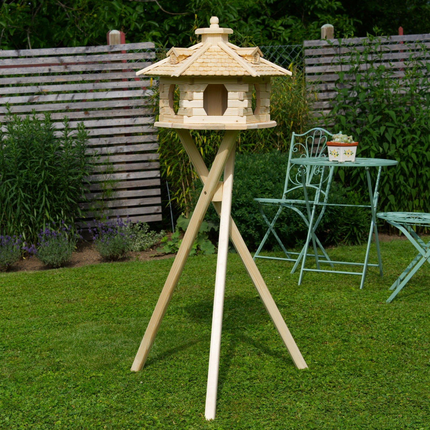 Vogelhaus Vogelhäusschen Futterhaus, verschiedene Farben, Holzschindeldach natur V16 - Ansicht 5