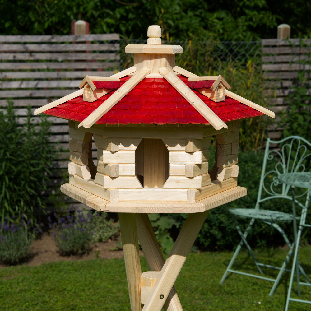 Vogelhaus Vogelhäusschen Futterhaus, verschiedene Farben, Holzschindeldach natur V16 - Ansicht 4