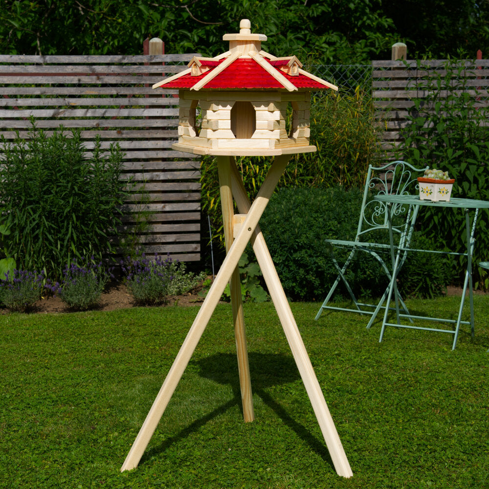 Vogelhaus Vogelhäusschen Futterhaus, verschiedene Farben, Holzschindeldach natur V16 - Ansicht 6