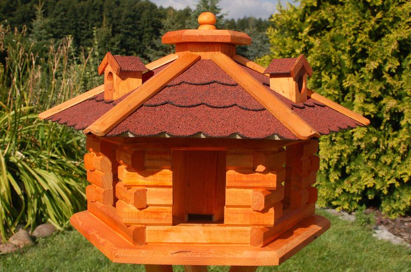 D Futterhäuschen aus Holz - Holz + buntes Dach - 48 x 30 cm - Ansicht 6