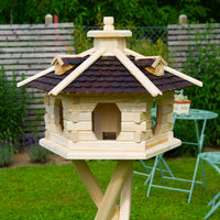 Vogelhaus Vogelhäusschen Futterhaus, verschiedene Farben, Holzschindeldach natur V16 - Ansicht 3