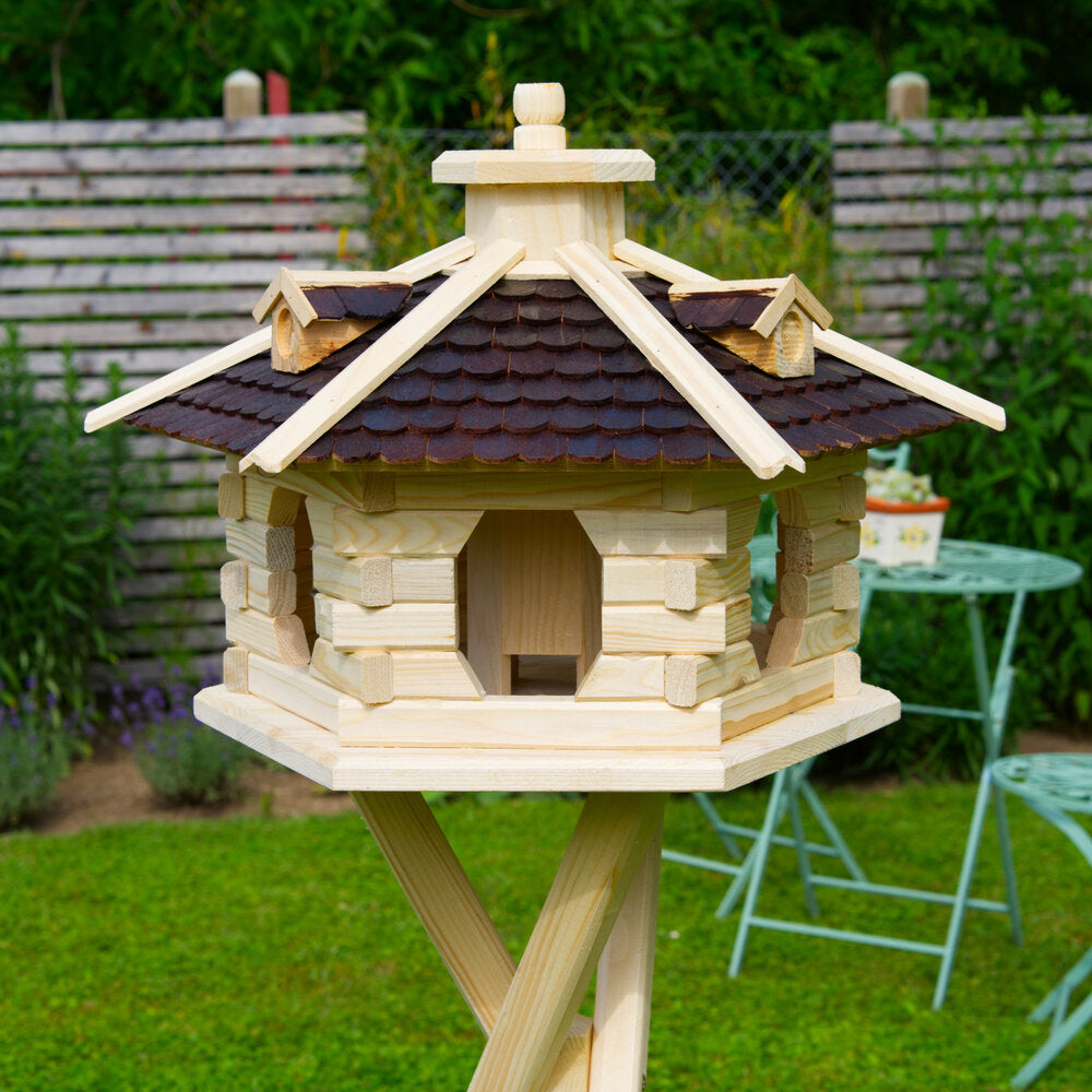 Vogelhaus Vogelhäusschen Futterhaus, verschiedene Farben, Holzschindeldach natur V16 - Ansicht 3