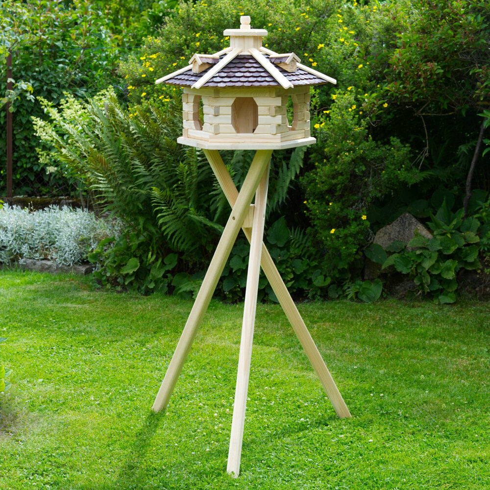 Vogelhaus Vogelhäusschen Futterhaus, verschiedene Farben, Holzschindeldach natur V16 - Ansicht 2