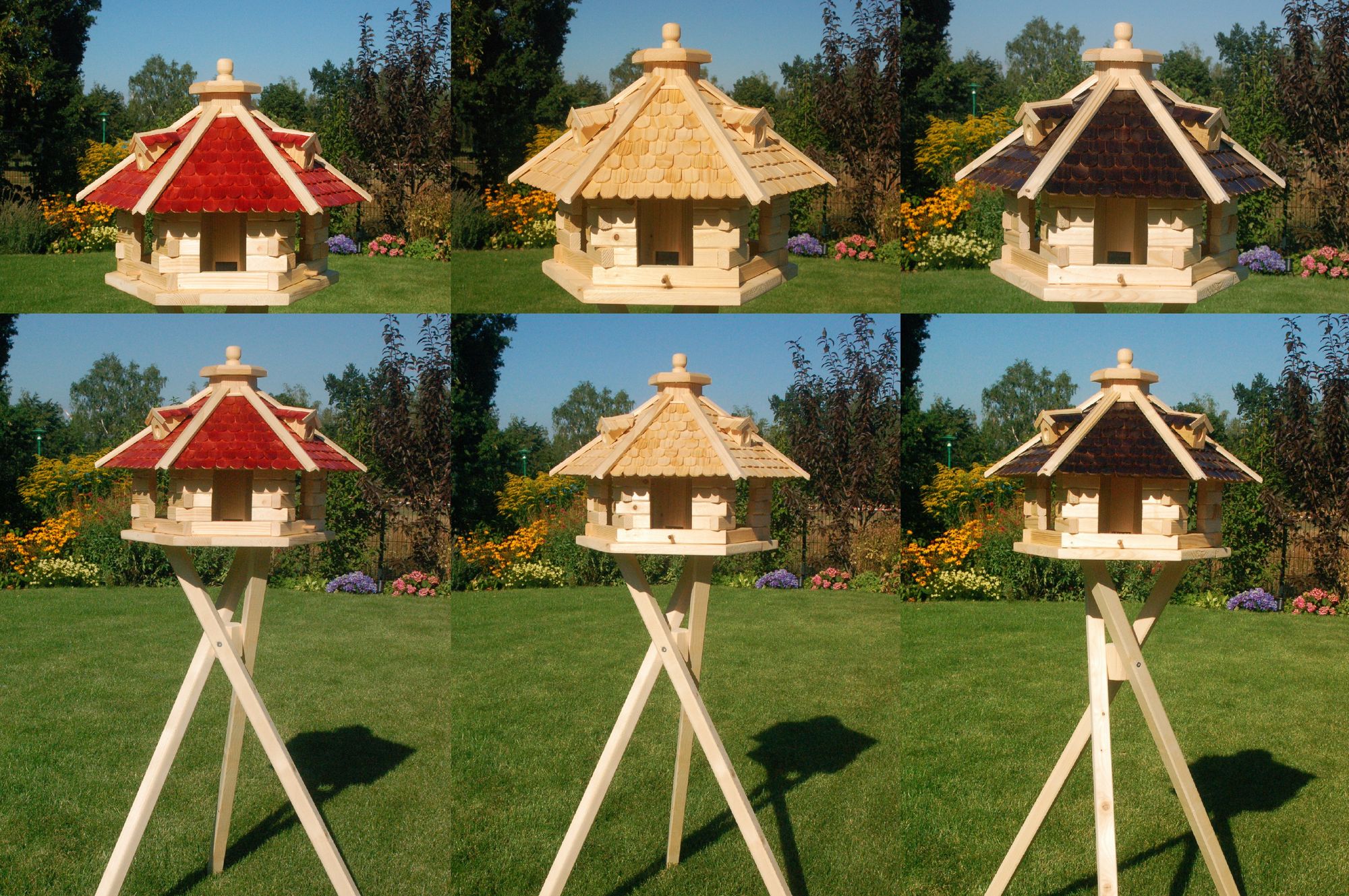 Vogelhaus Vogelhäusschen Futterhaus, verschiedene Farben, Holzschindeldach natur V18
