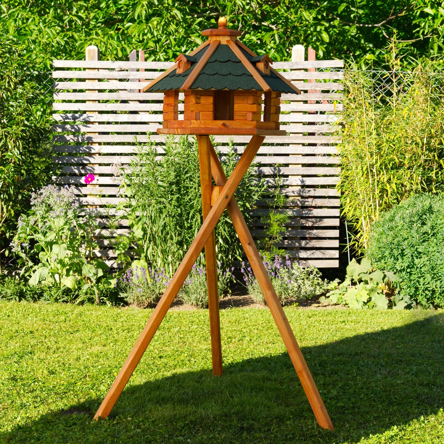 I Futterstation - Holz & farbiges Dach - 55 x 37 cm - Ansicht 3