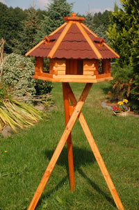 Riesiges XXL Vogelhaus, Futterhaus 67 x 45 cm imprägniert, Bitumschindeldach verschiedene Farben wählbar, mit oder ohne Vogelhausständer, V18 - Ansicht 6