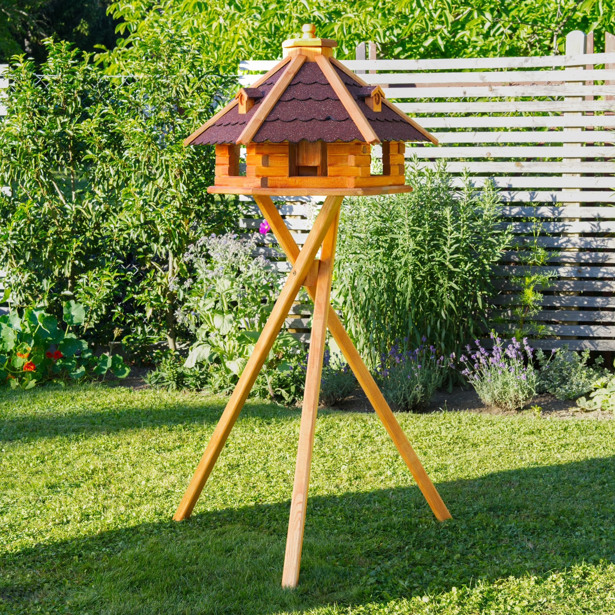 Großes XXL-Vogelhaus - Holz & farbiges Dach - 68 x 45 cm