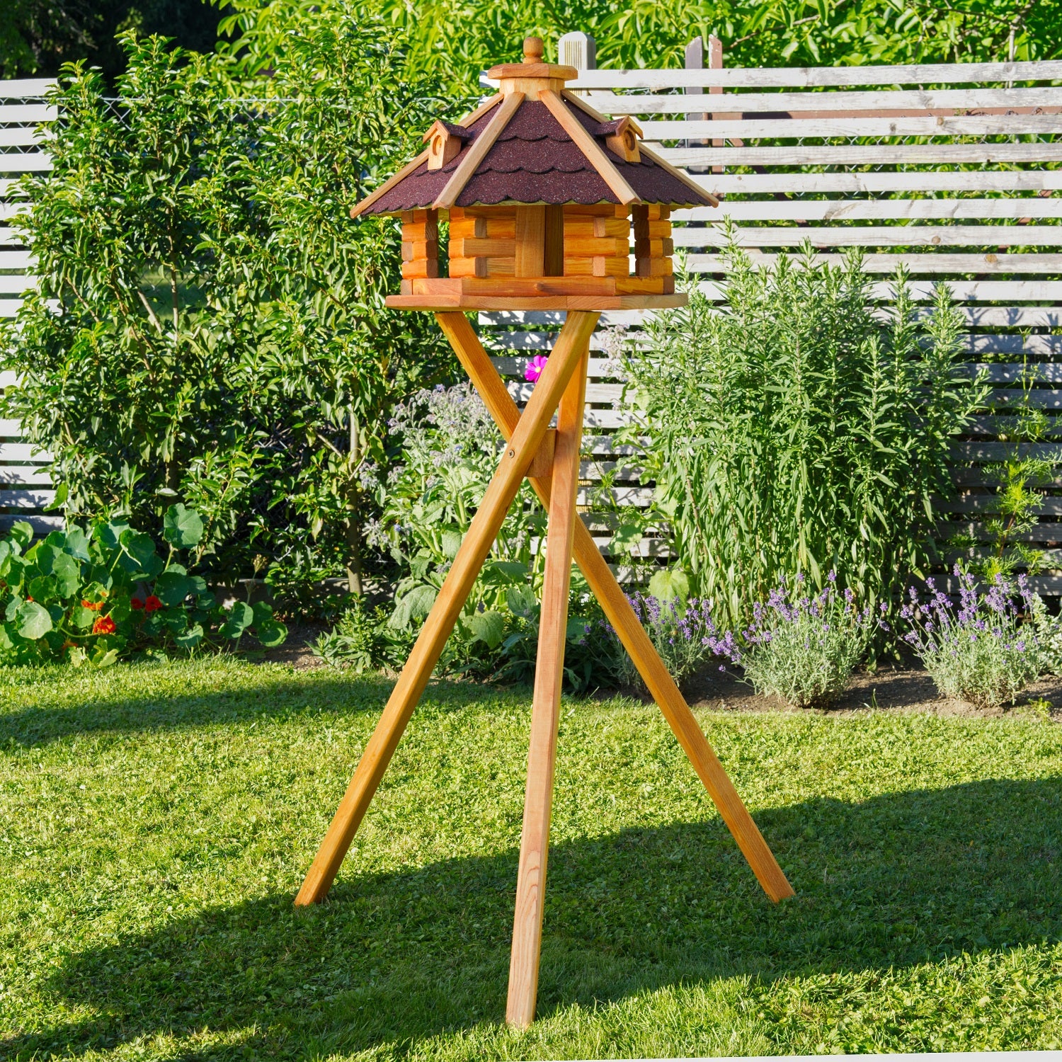 I Futterstation - Holz & farbiges Dach - 55 x 37 cm