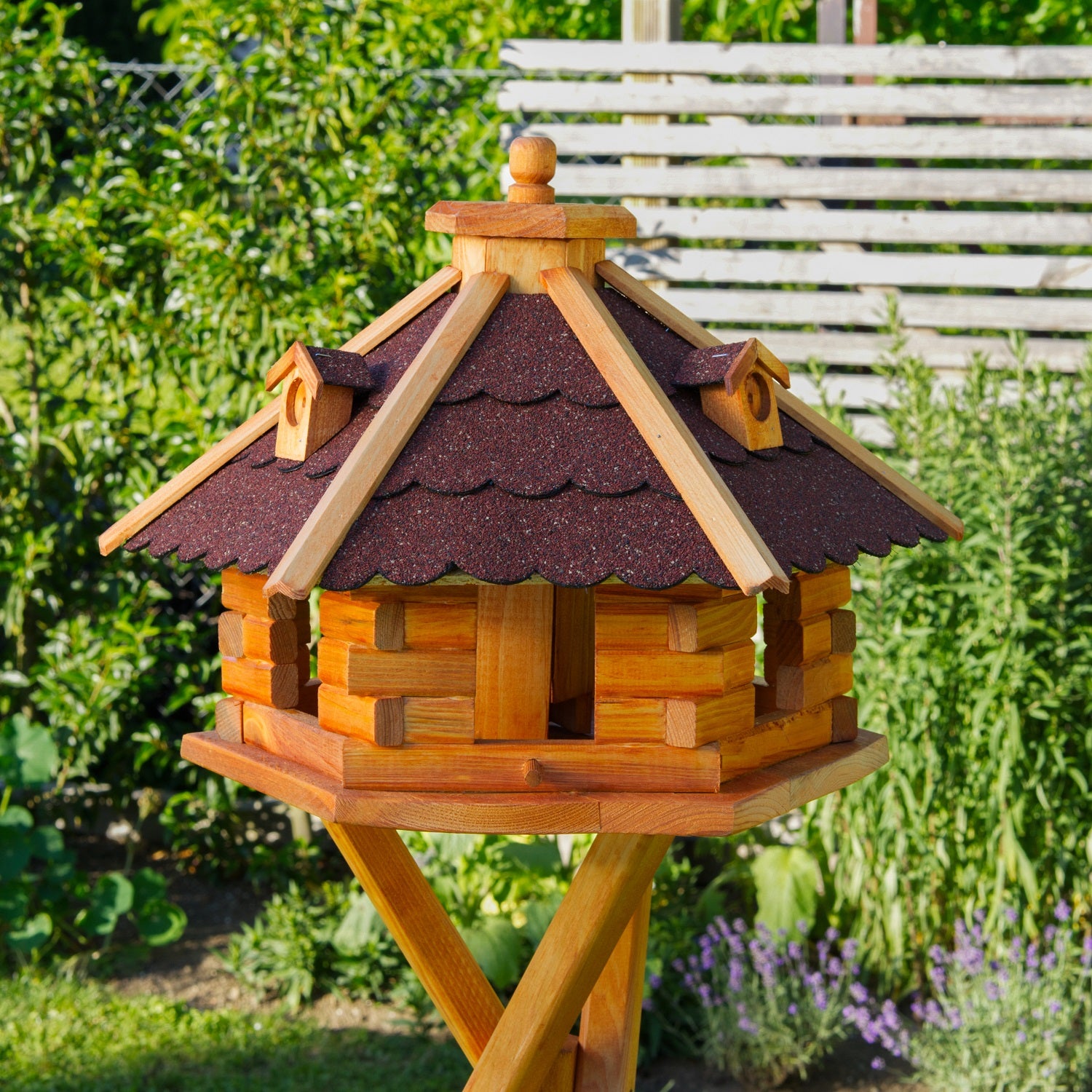 I Futterstation - Holz & farbiges Dach - 55 x 37 cm - Ansicht 2
