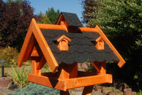Futterhaus Vogelhaus mit Bitumenschindeln und Gauben versch. Dachfarben wählbar mit oder ohne Solarbeleuchtung V19