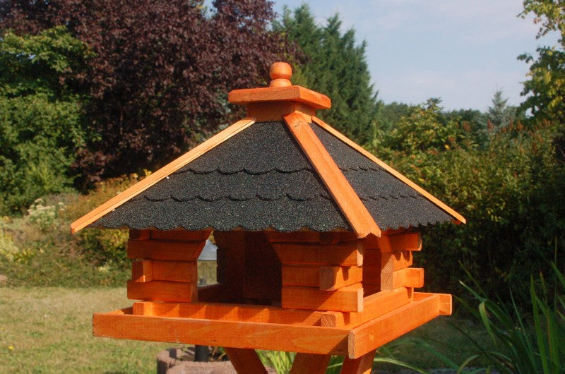 Futterhaus Vogelhaus mit Bitumenschindeln, versch. Dachfarben wählbar mit oder ohne Solarbeleuchtung V20
