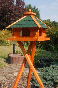 Vogelfutterhaus mit Silo - Holz & farbiges Dach - 43 x 39 cm, V20 Bitum - Ansicht 2
