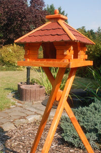 Vogelfutterhaus mit Silo - Holz & farbiges Dach - 43 x 39 cm, V20 Bitum - Ansicht 4