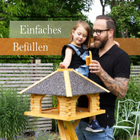 Futterhaus / Vogelhaus mit Strukturputzdach und Solarbeleuchtung, wahlweise mit oder ohne Vogelhausständer - Ansicht 5