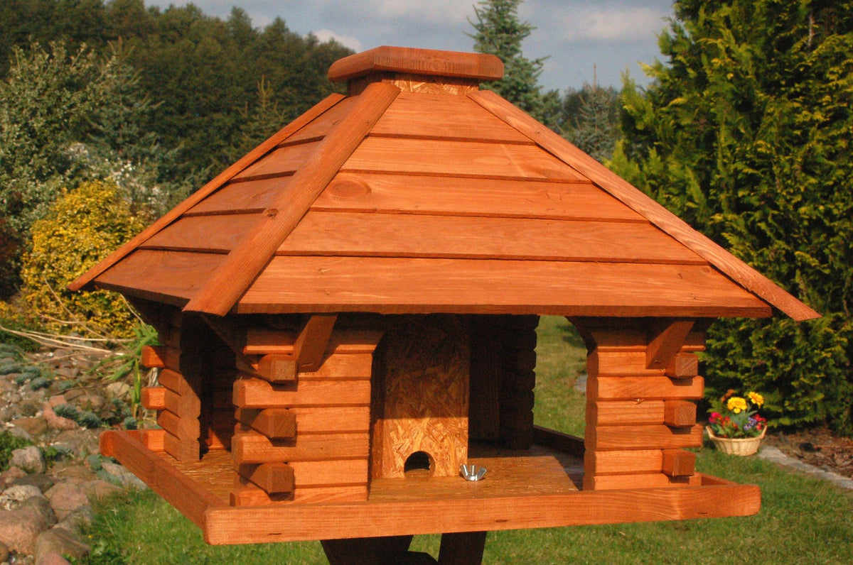 Vogelhaus Futterhaus Futterhäuschen Vogelvilla mit Solarbeleuchtung, wahlweise mit oder ohne Vogelhausständer V20