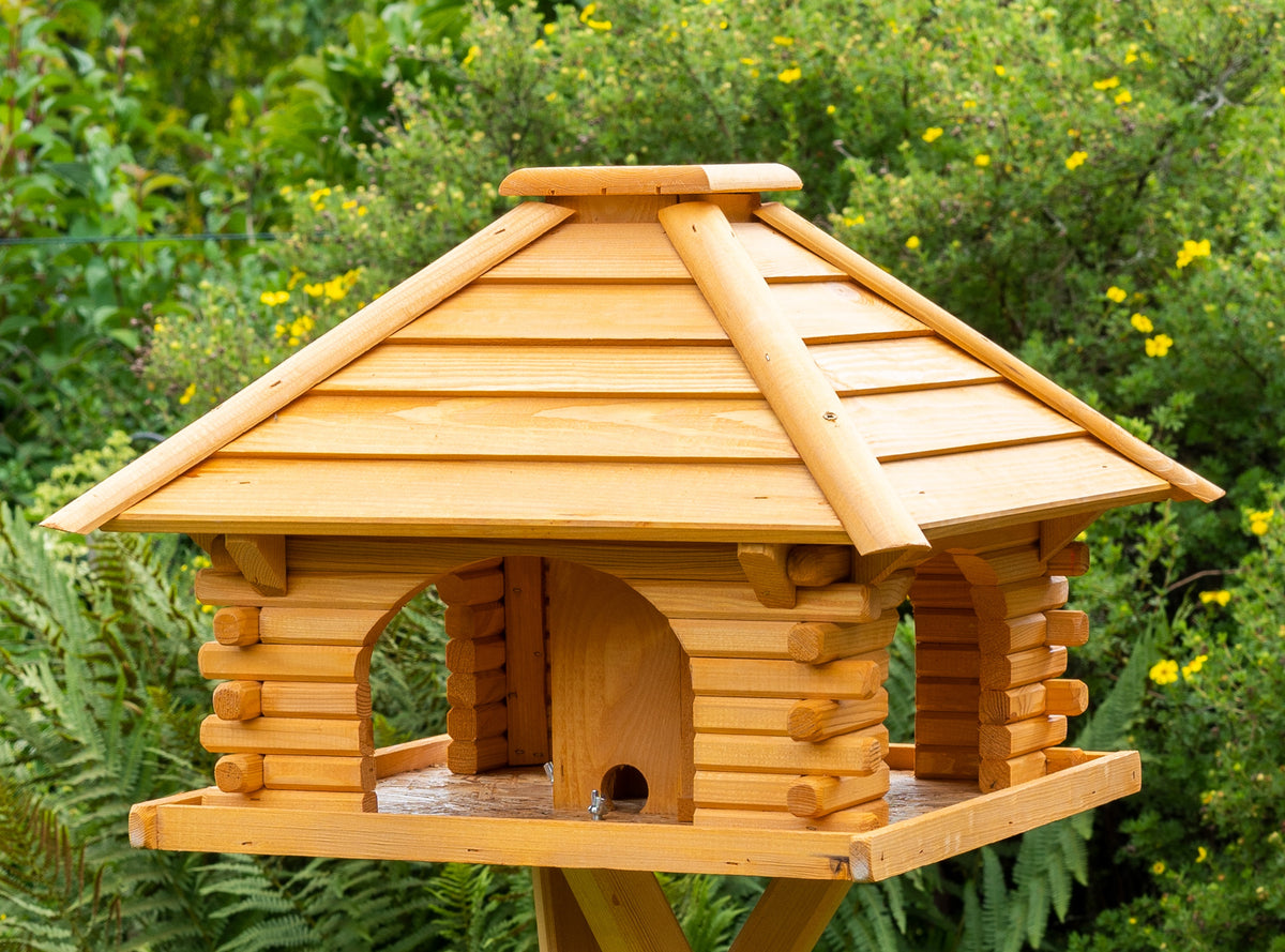 Vogelhaus Futterhaus Futterhäuschen Vogelvilla mit Solarbeleuchtung, wahlweise mit oder ohne Vogelhausständer V20