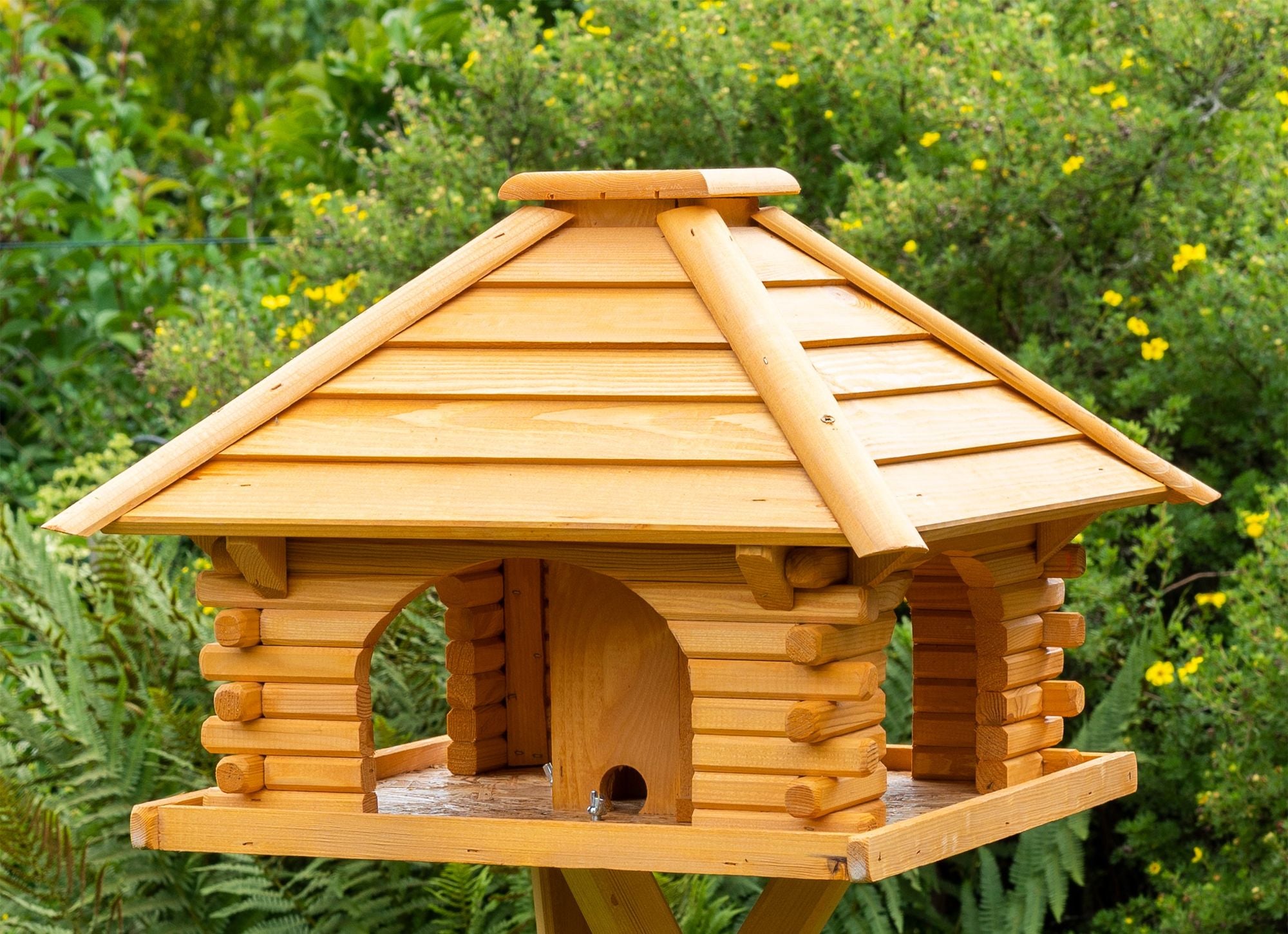 Vogel-Blockhaus - V 20 - Holz & Lamellendach - 50 x 38 cm