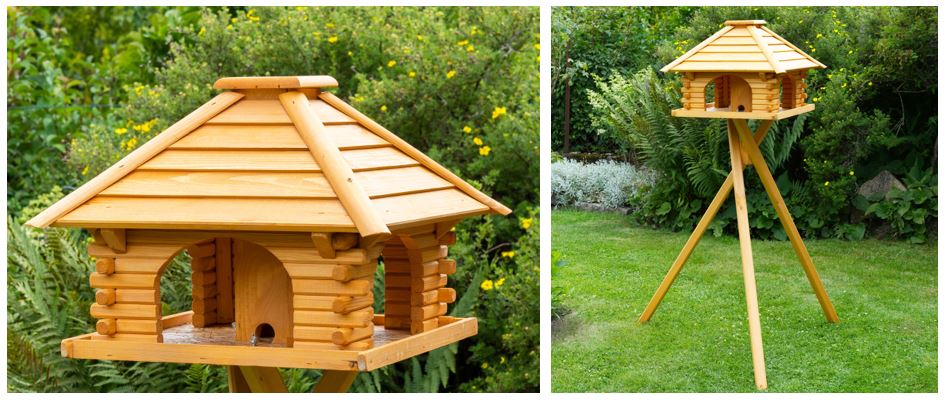 Vogel-Blockhaus - V 20 - Holz & Lamellendach - 50 x 38 cm - Ansicht 2