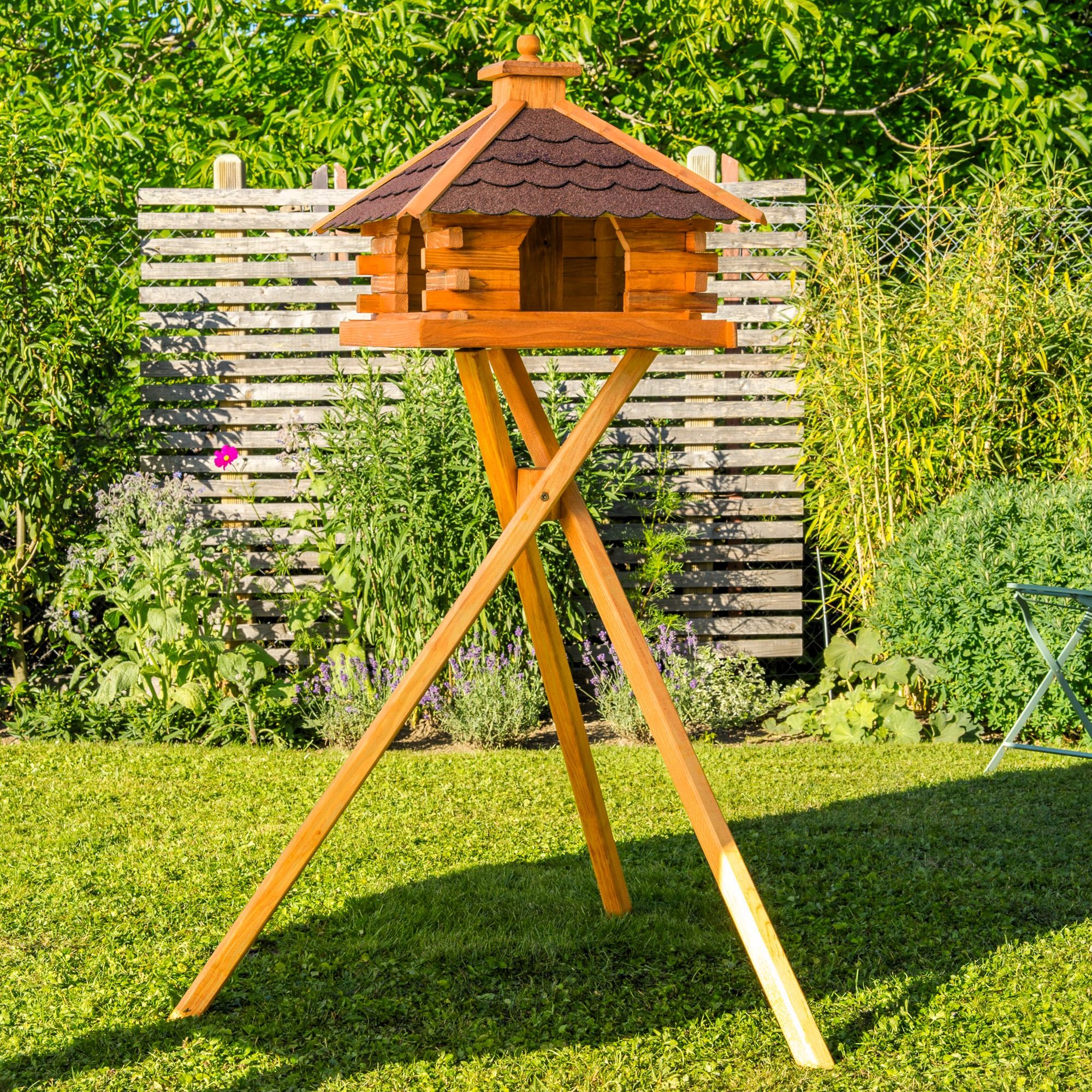 Großes Futtervogelhaus - Holz & farbiges Dach - 50 x 45 cm, V20 Bitum XXL Großes Futtervogelhaus - Holz & farbiges Dach - 50 x 45 cm - Ansicht 2