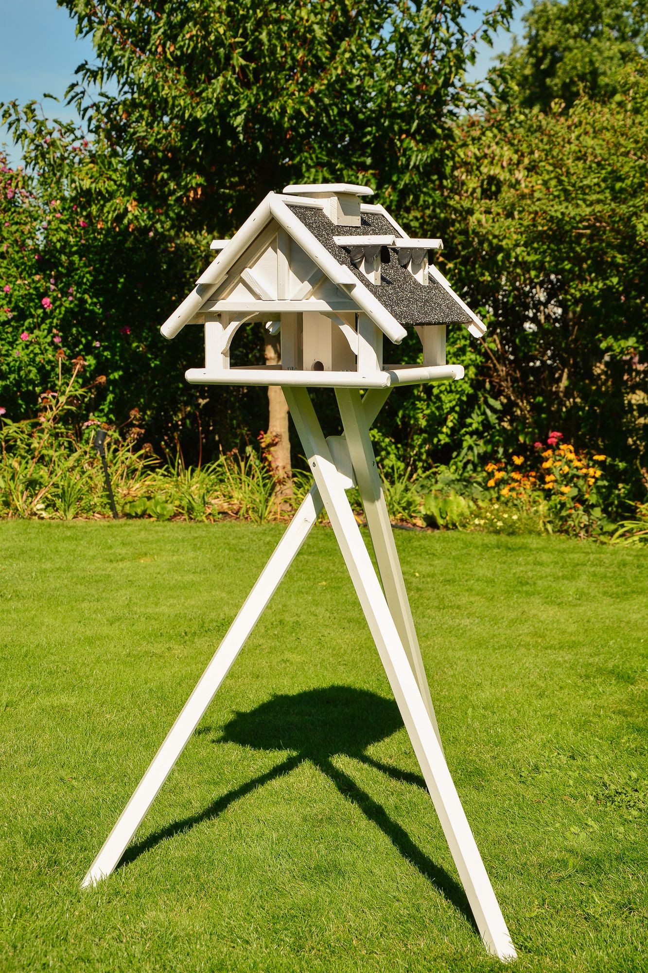 Vogelhaus in Weiß oder Braun - Holz mit Steinputz - 50 x 36 cm - Ansicht 5