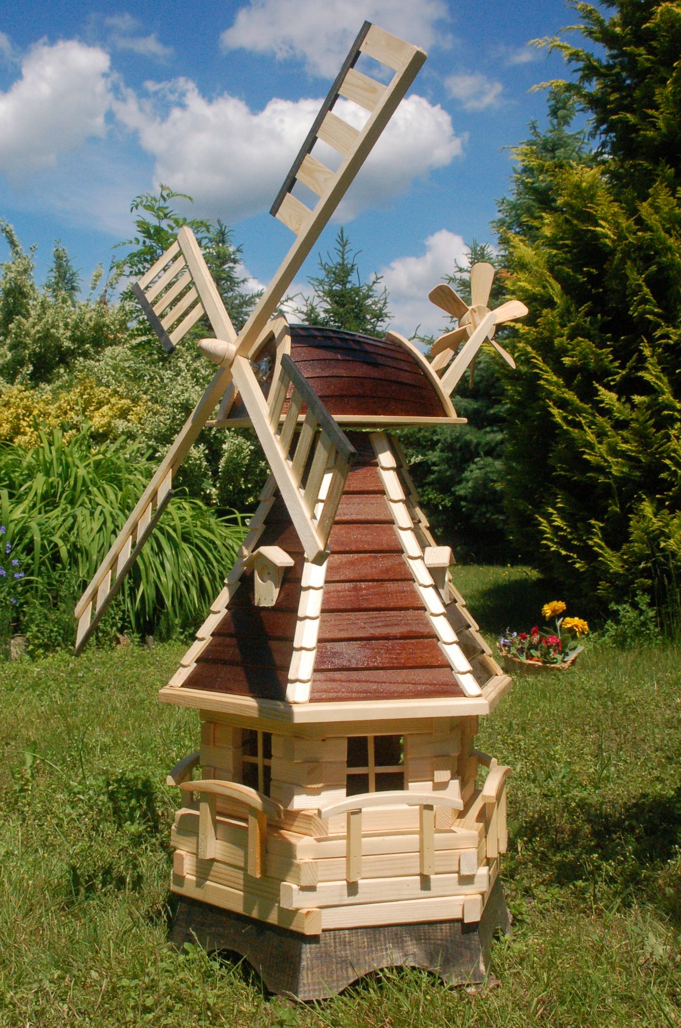 Garten-Windmühle mit Lamellendach – Höhe 1,25m