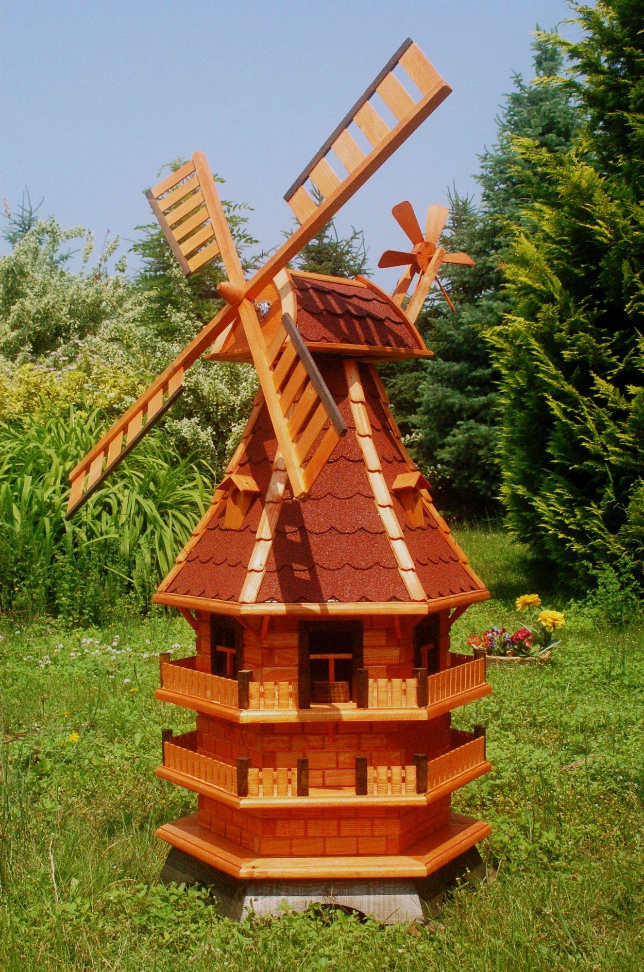XL Windmühle mit Solar-Beleuchtung - 1,5 Meter Höhe - Ansicht 2
