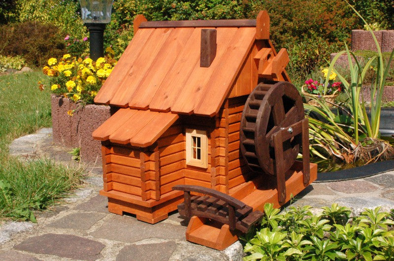 Wassermühle für den Gartenteich | Holz, 68cm hoch