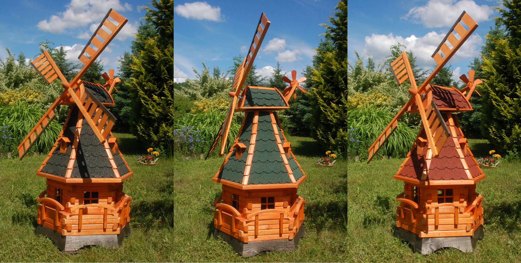 Deko-Windmühlen aus Holz in verschiedenen Farben – Höhe 1,4 m