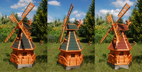 Deko-Windmühlen aus Holz in verschiedenen Farben – Höhe 1,4 m