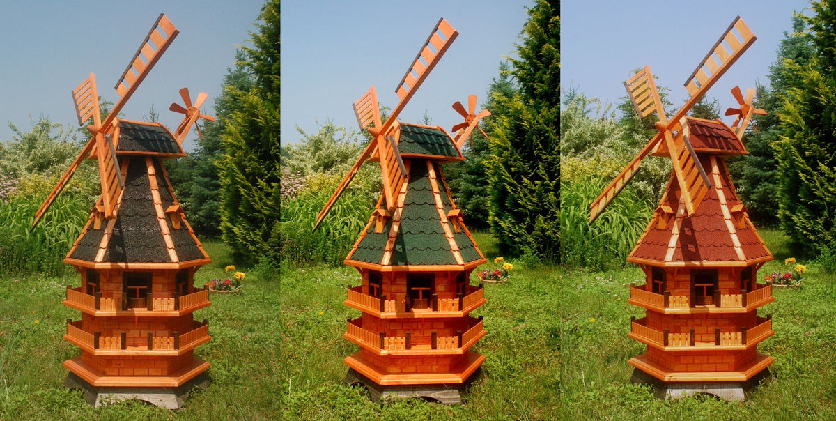 XL Windmühle mit Solar-Beleuchtung - 1,5 Meter Höhe