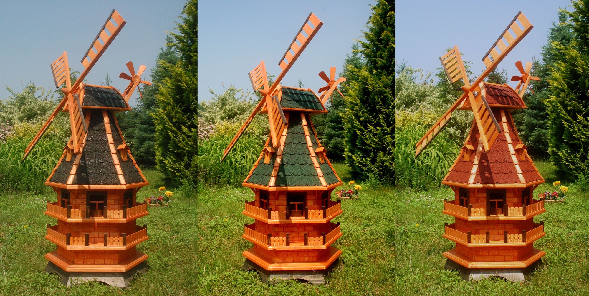 XL Windmühle mit Solar-Beleuchtung - 1,5 Meter Höhe