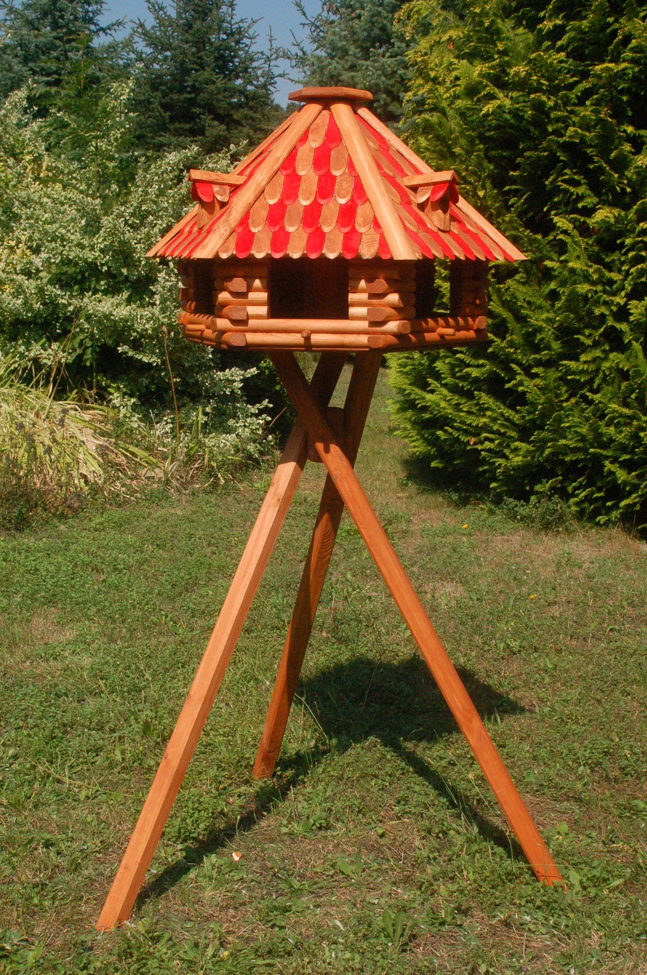 XXL Luxus Vogelhaus mit Solarbeleuchtung absoluter Blickfang, Vogelfutterhaus aus Holz, V13 XXL mit Ständer - Ansicht 3
