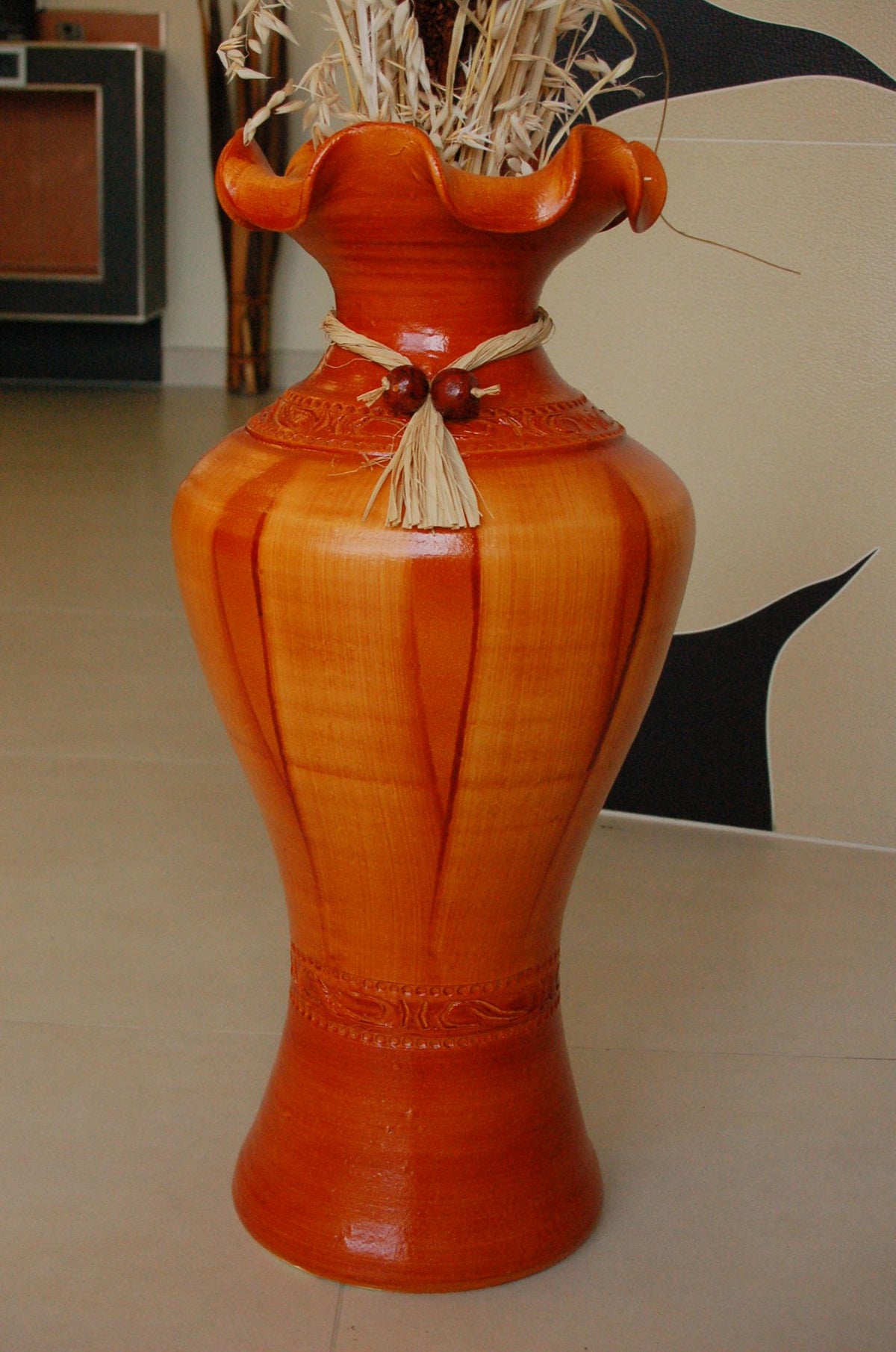 Edle 60 cm Bodenvase braun