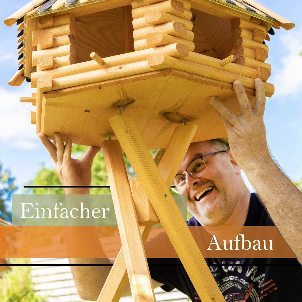 XXL Luxus Vogelhaus absoluter Blickfang, Vogelfutterhaus aus Holz, V13b XXL mit Ständer - Ansicht 3