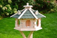 Vogelpavillon Naturholz mit farbiges Bitumdach