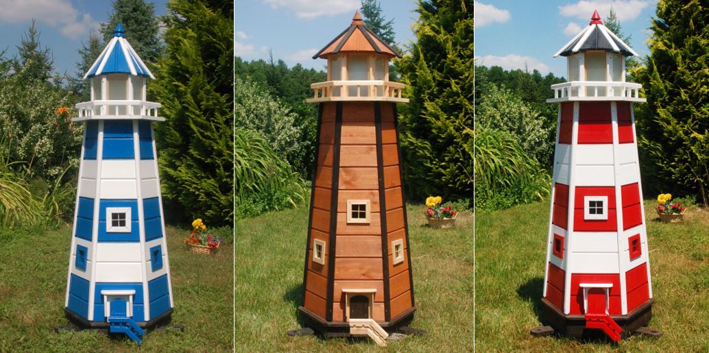 Garten-Leuchtturm XXL - Holz & Solar-Beleuchtung - Höhe 1,10m oder 1,40m