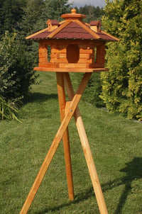 F Großes Vogelfutterhaus - Holz & Dach mit Bitumenschindeln gedeckt - 58 x 35 cm