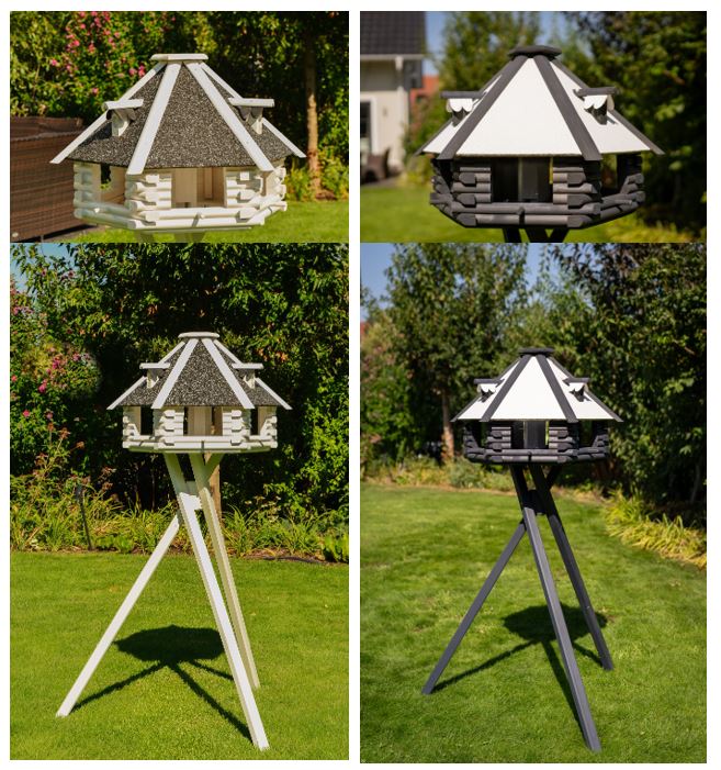 Vogelhaus, Futterhaus V13 XXL Stein verschiedene Varianten und Optionen wie Solarbeleuchtung und Ständer