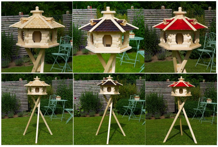 Vogelhaus Vogelhäusschen Futterhaus, verschiedene Farben, Holzschindeldach natur V16
