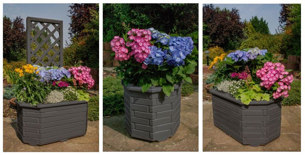 Blumenkästen grau, vollständig behandelt verschiedene Modelle