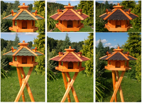 Vogelfutterhäuschen - Holz + farbiges Dach - 48 x 27cm
