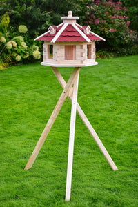 Vogelpavillon Naturholz mit farbiges Bitumdach
